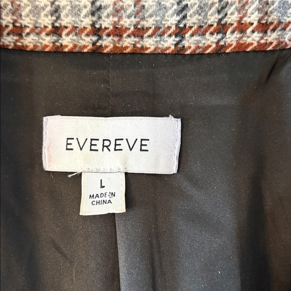 Evereve Checkered Houndstooth Blazer Brown Black Vegan Leather Patches Large - Picture 4 of 7